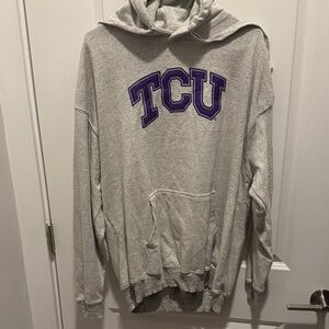 Varsity Gray Hoodie with Purple TCU Logo